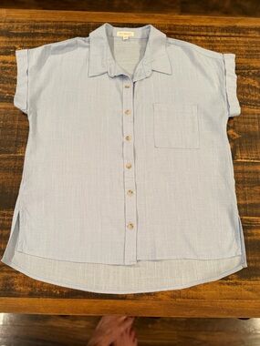 Blu Pepper Pale Blue Short Sleeve Button-Up Shirt
